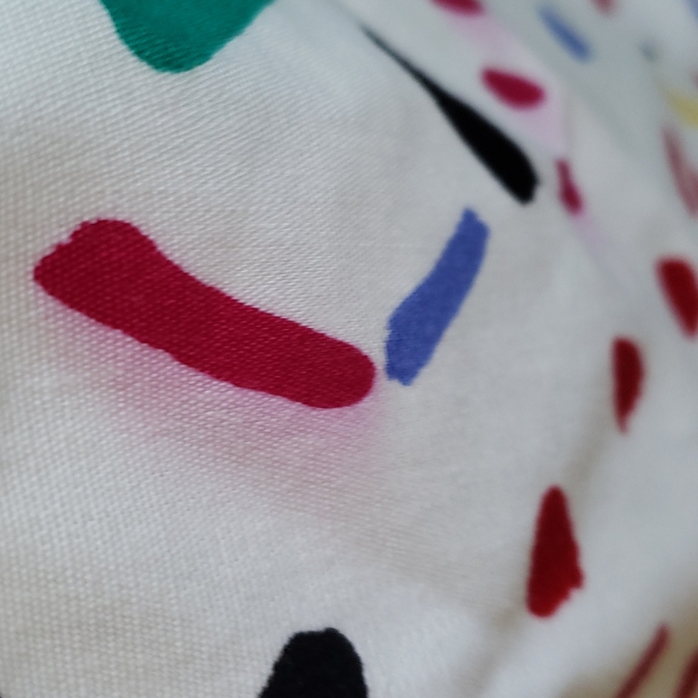 VINTAGE SUNDRESS Geary Roark Kamisoto. Size 10. White with multicolored pattern. - Picture 9 of 13